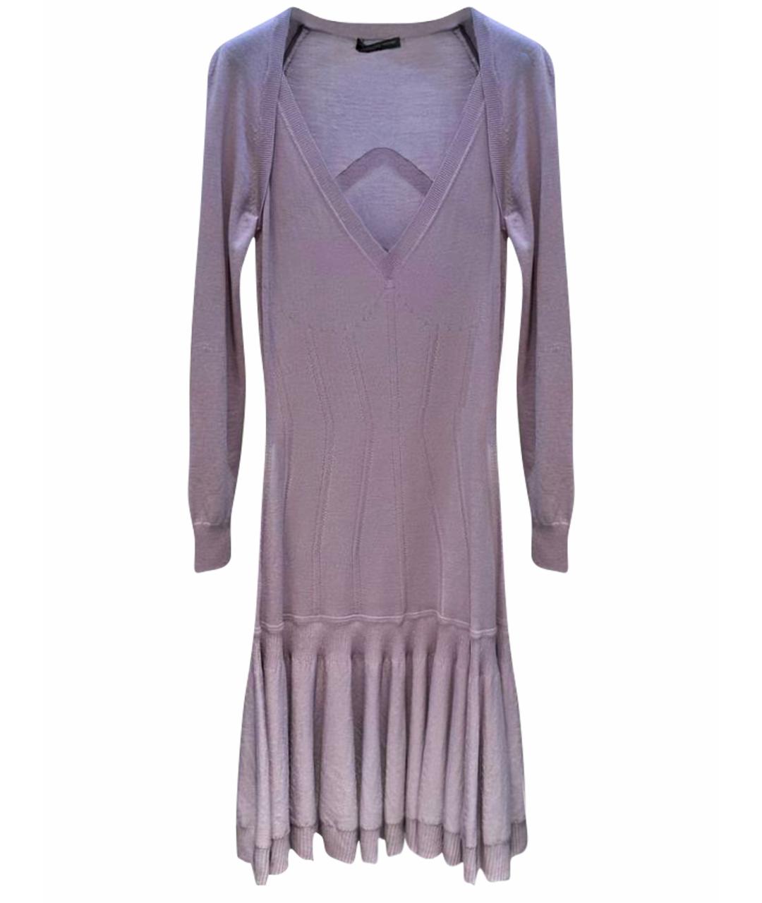 ALEXANDER MCQUEEN Фиолетовое шерстяное повседневное платье, фото 1