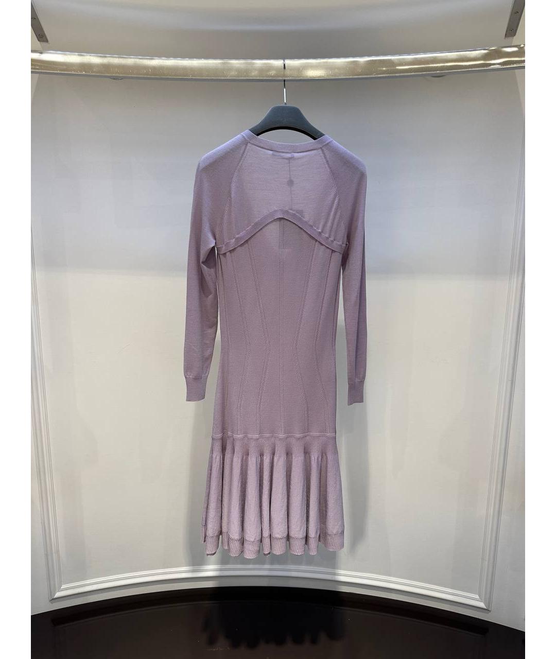 ALEXANDER MCQUEEN Фиолетовое шерстяное повседневное платье, фото 3