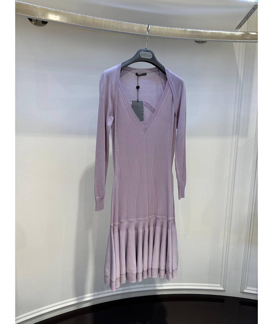 ALEXANDER MCQUEEN Фиолетовое шерстяное повседневное платье, фото 2