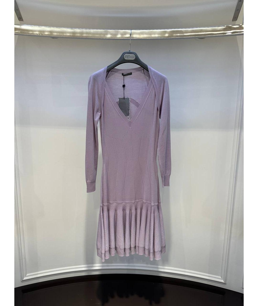 ALEXANDER MCQUEEN Фиолетовое шерстяное повседневное платье, фото 4