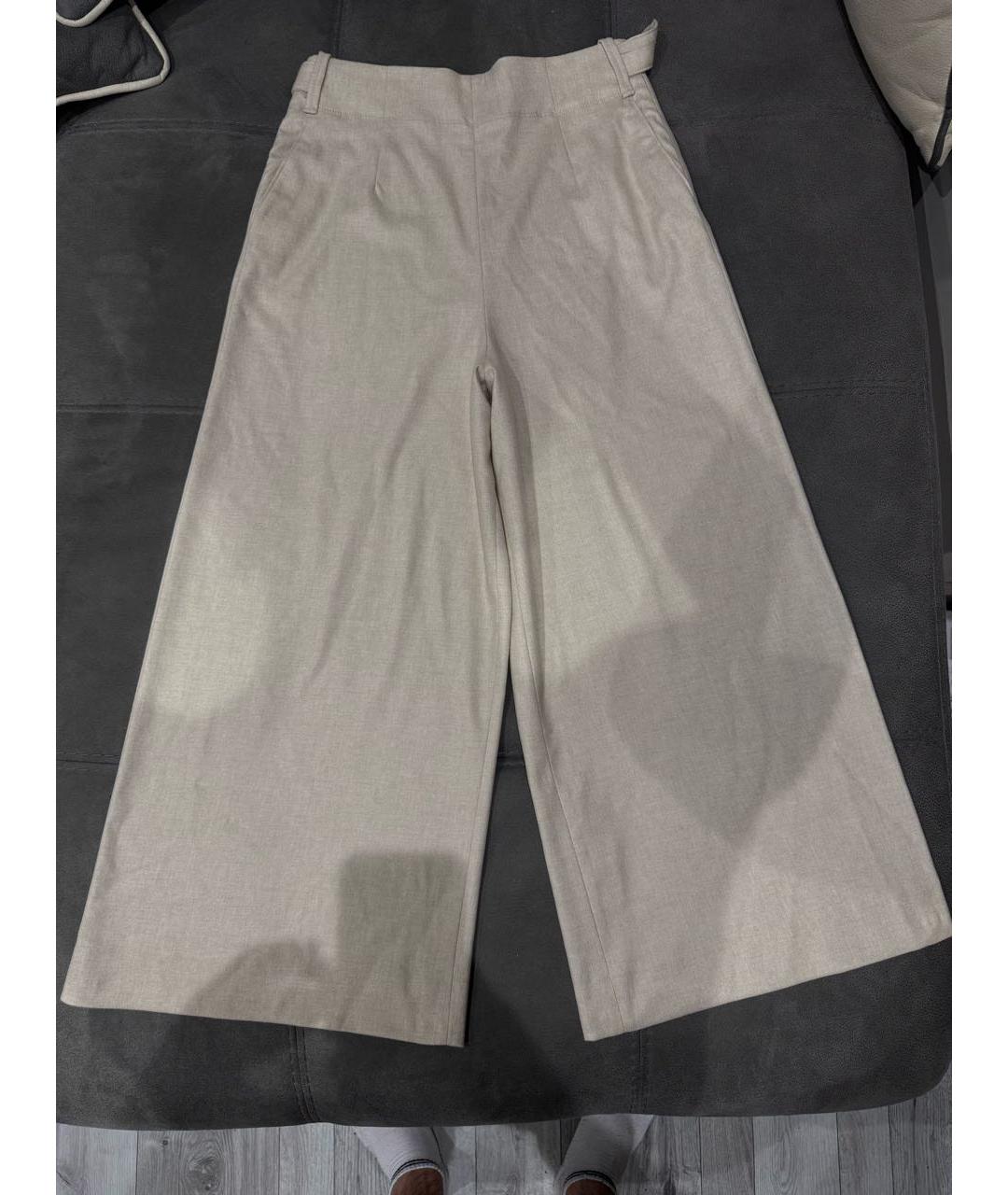 LORO PIANA Бежевые кашемировые брюки широкие, фото 8