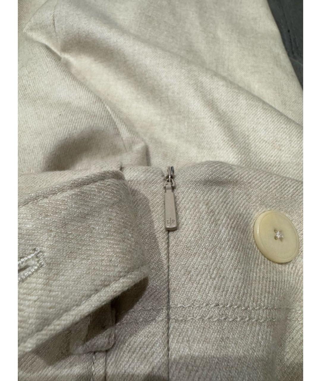 LORO PIANA Бежевые кашемировые брюки широкие, фото 6