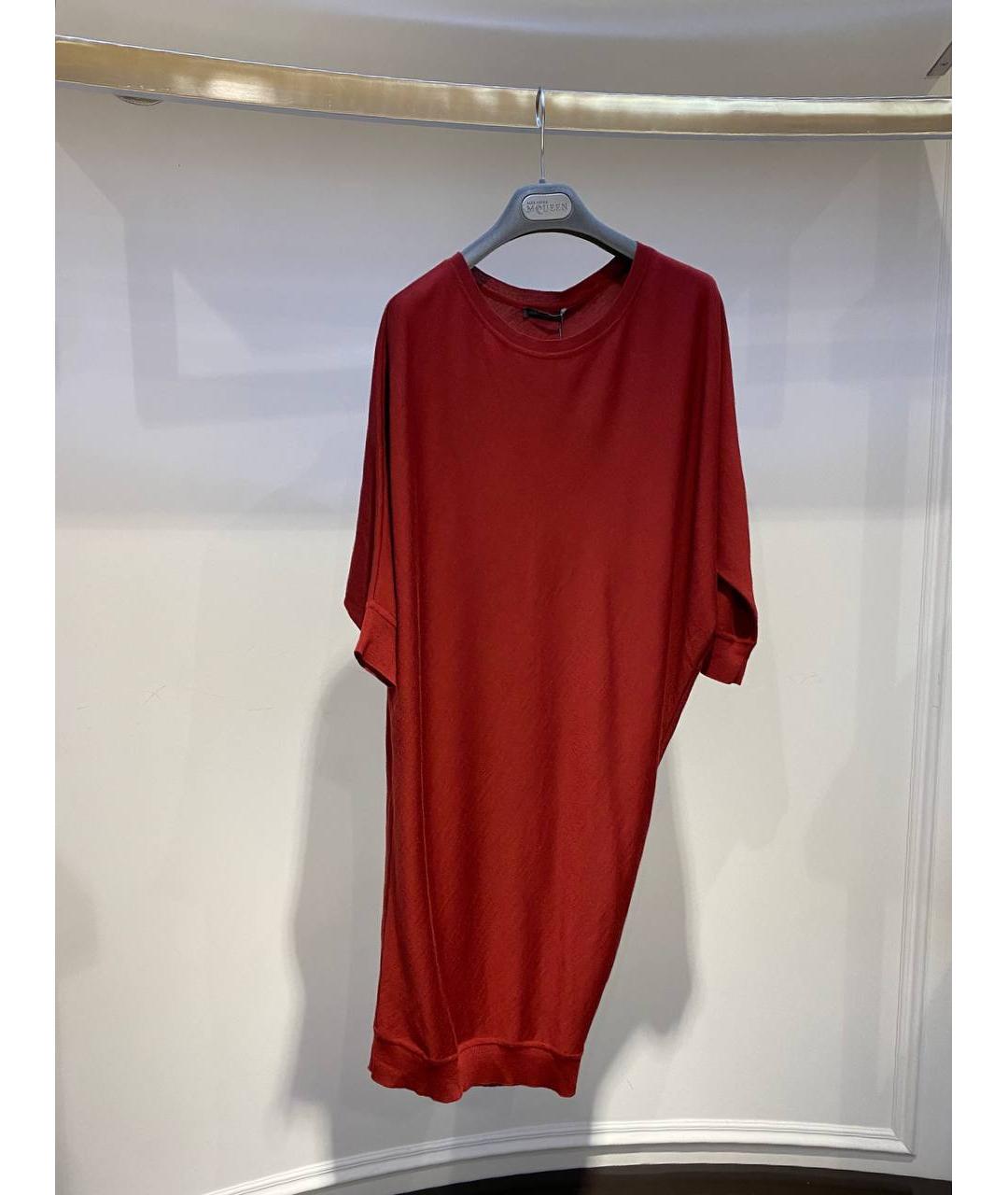 ALEXANDER MCQUEEN Красное шерстяное коктейльное платье, фото 4