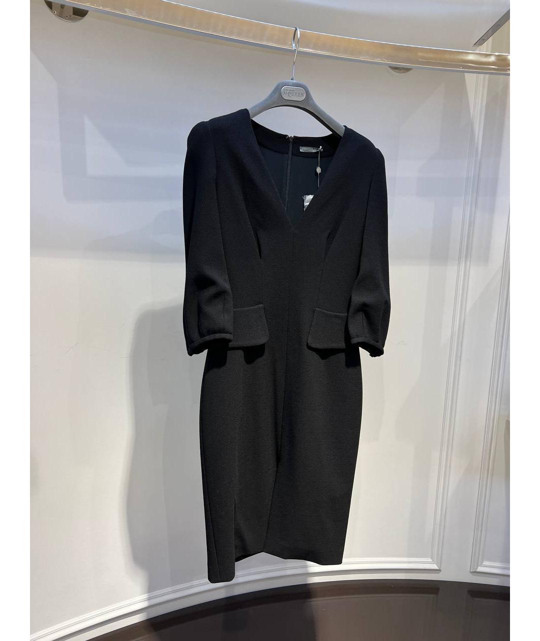 ALEXANDER MCQUEEN Черное шерстяное коктейльное платье, фото 2
