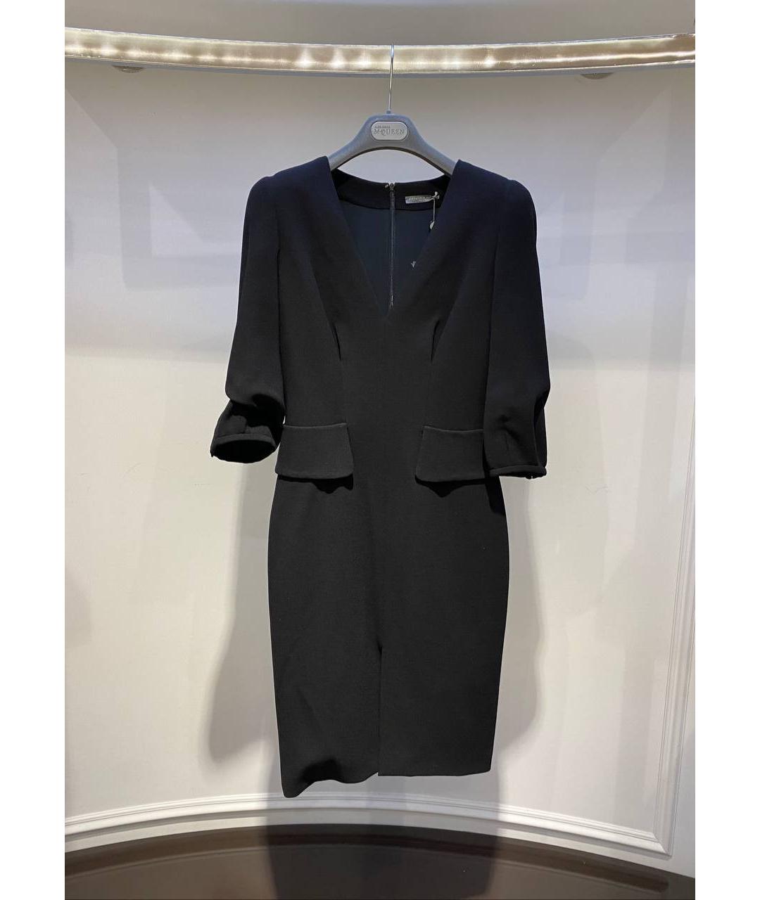 ALEXANDER MCQUEEN Черное шерстяное коктейльное платье, фото 4