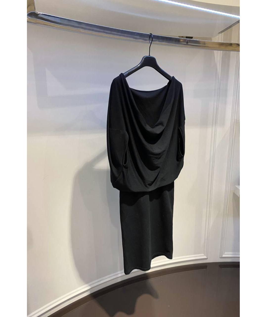 ALEXANDER MCQUEEN Черное шерстяное коктейльное платье, фото 2