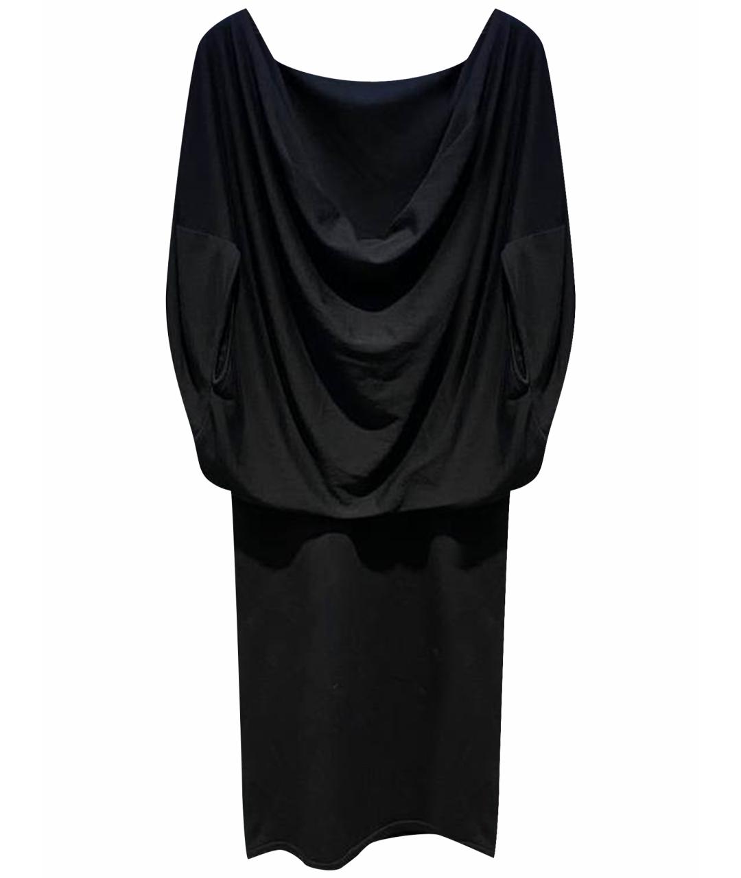 ALEXANDER MCQUEEN Черное шерстяное коктейльное платье, фото 1