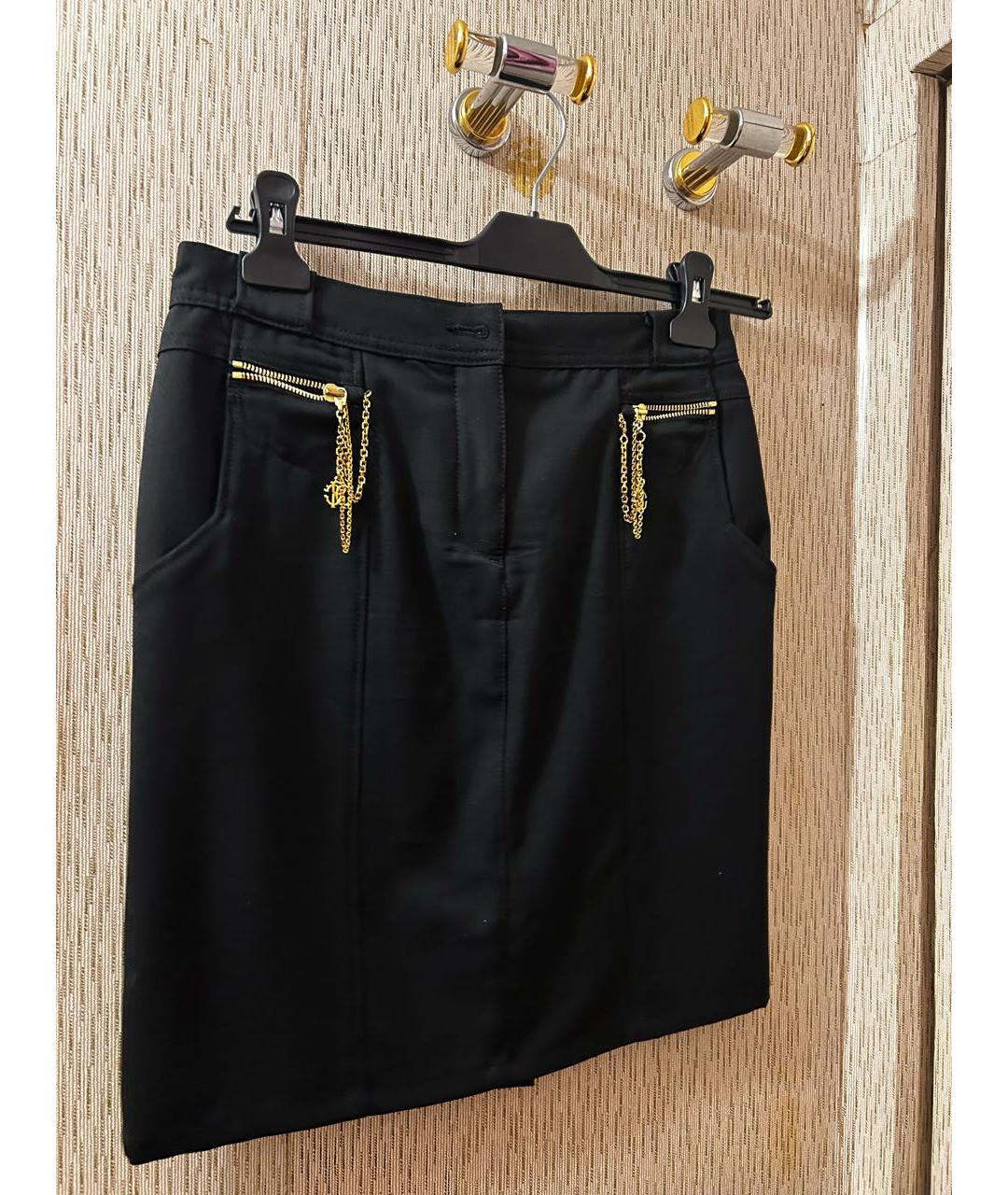 ROBERTO CAVALLI Черная шерстяная юбка мини, фото 9