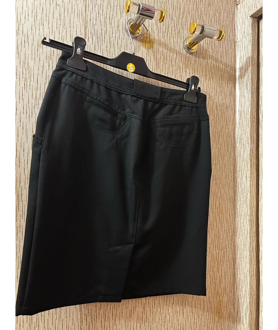 ROBERTO CAVALLI Черная шерстяная юбка мини, фото 2