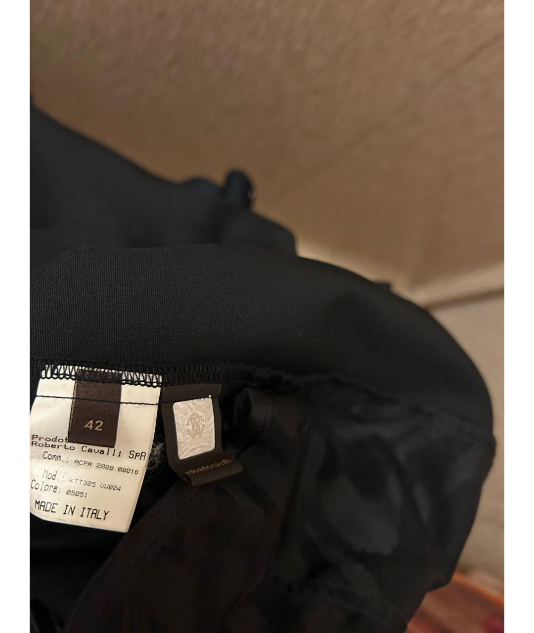 ROBERTO CAVALLI Черная шерстяная юбка мини, фото 7