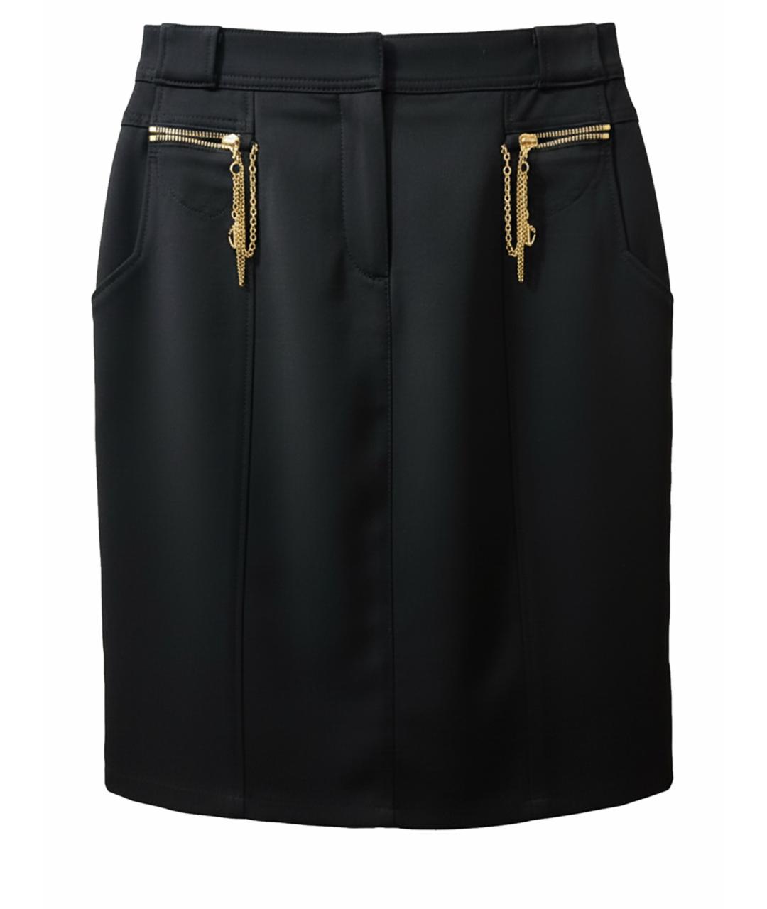 ROBERTO CAVALLI Черная шерстяная юбка мини, фото 1
