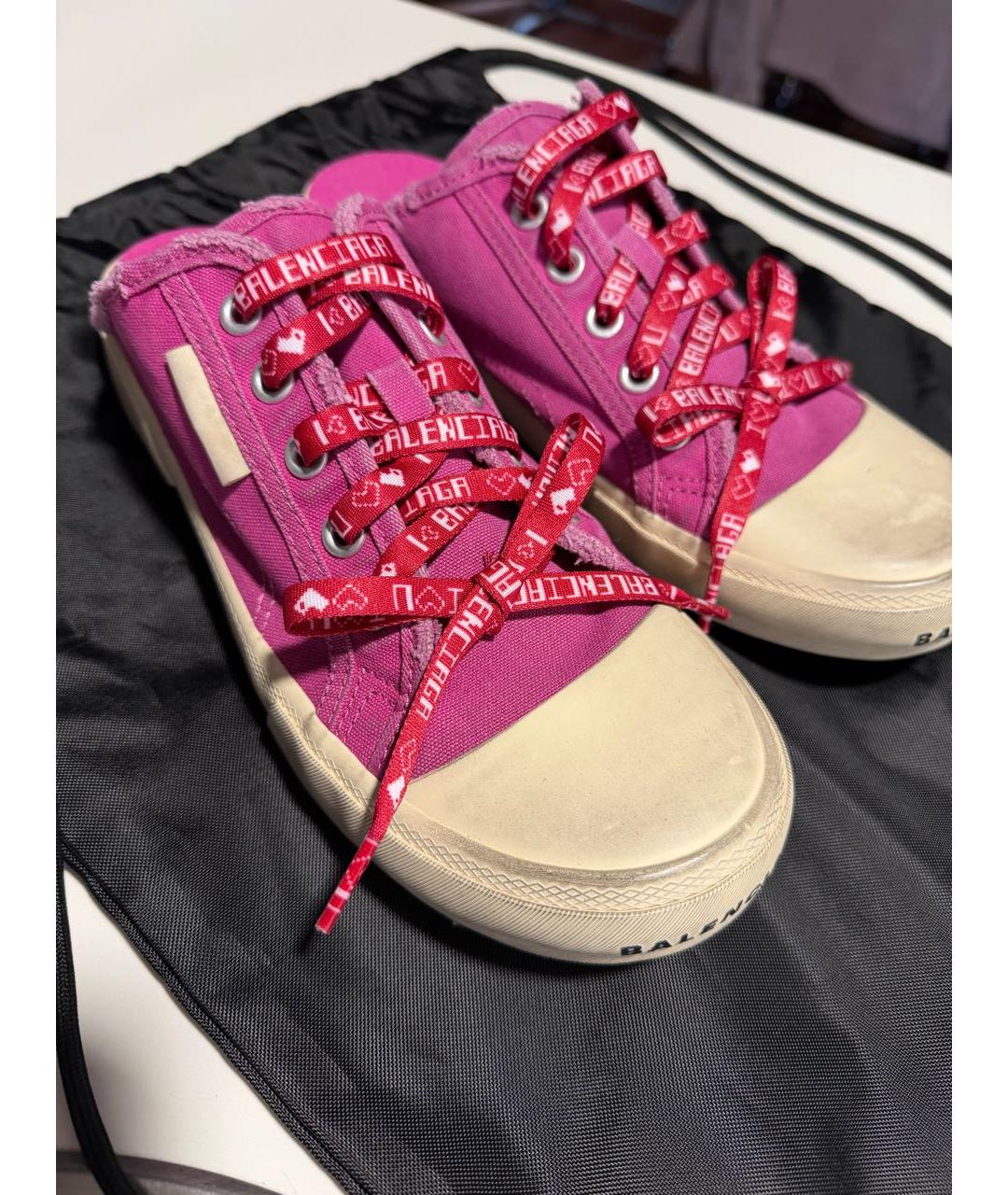 BALENCIAGA Фуксия текстильные кеды, фото 4