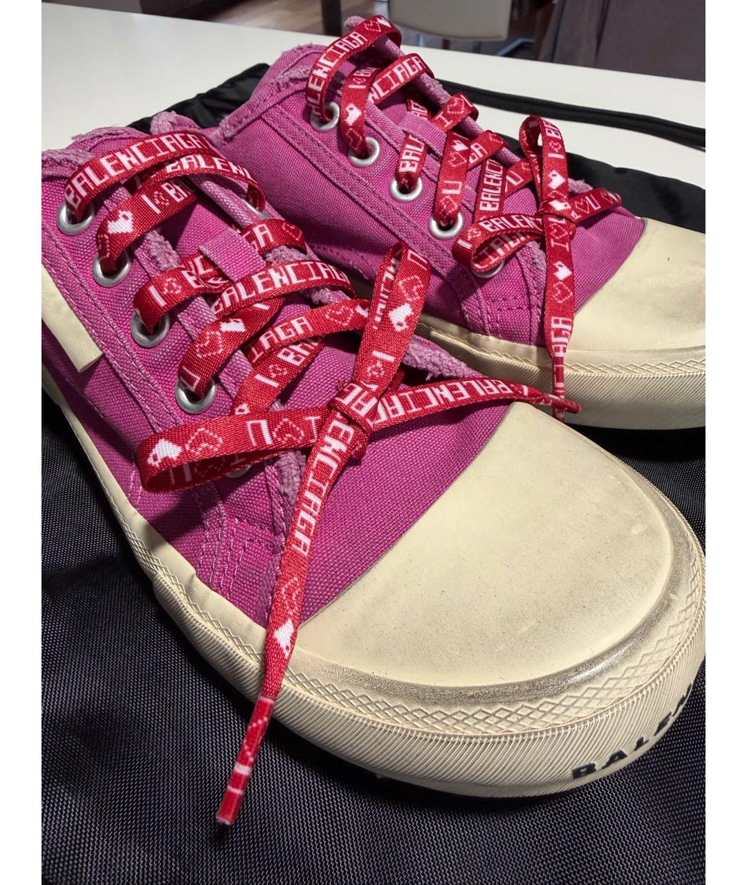 BALENCIAGA Фуксия текстильные кеды, фото 3