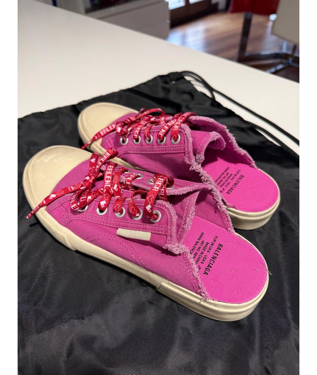BALENCIAGA Фуксия текстильные кеды, фото 7