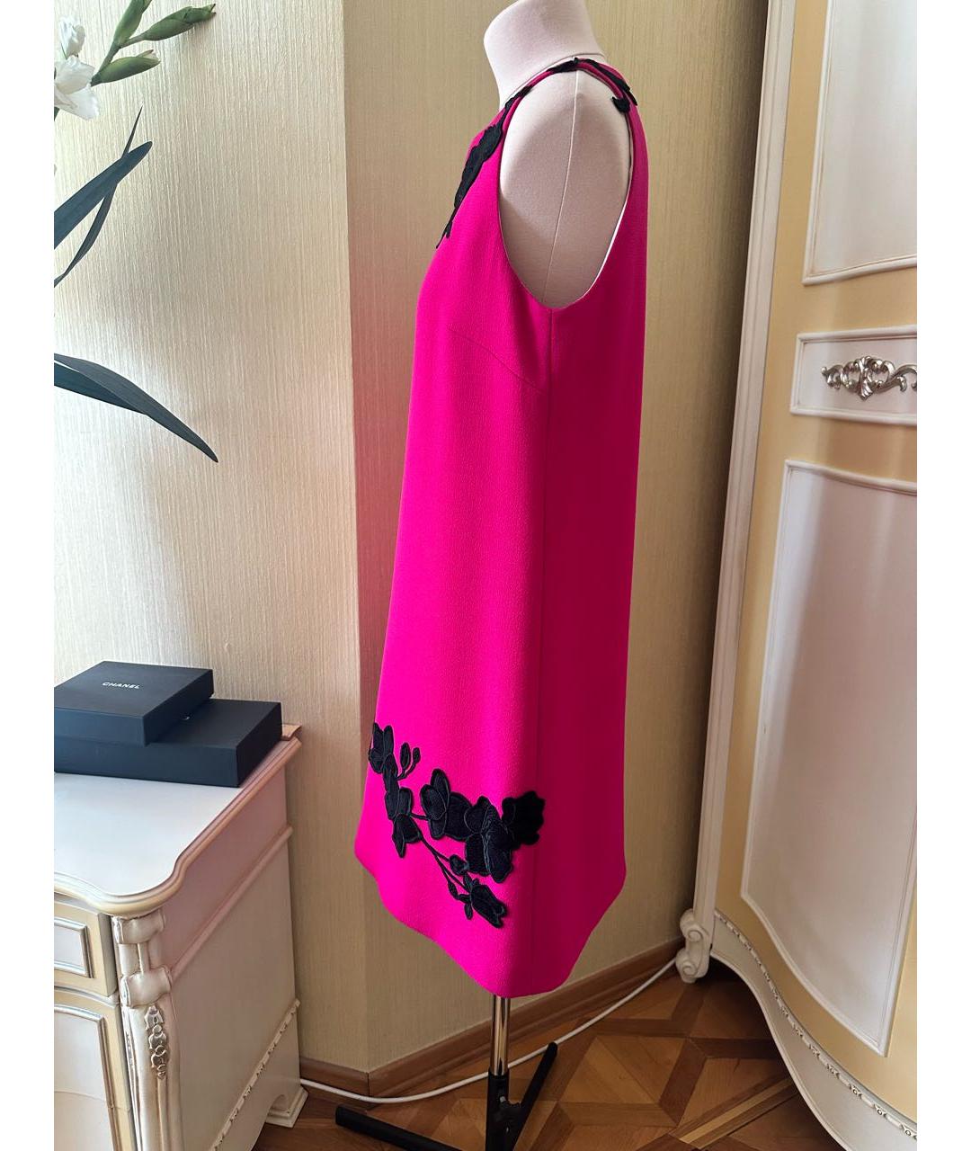 DOLCE&GABBANA Фуксия шерстяное коктейльное платье, фото 3