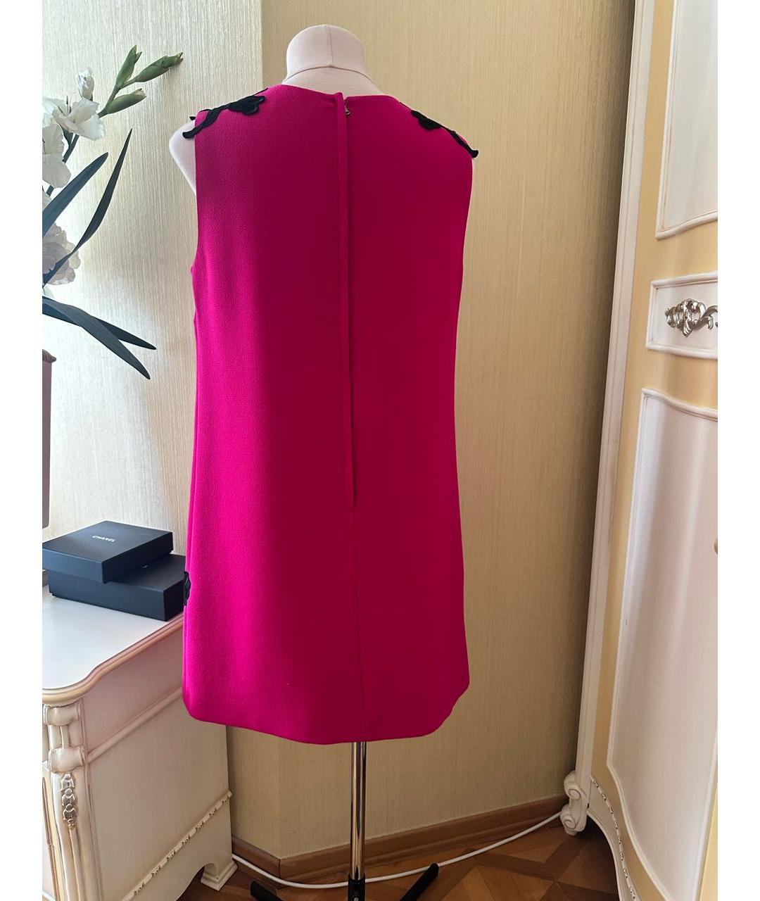 DOLCE&GABBANA Фуксия шерстяное коктейльное платье, фото 2