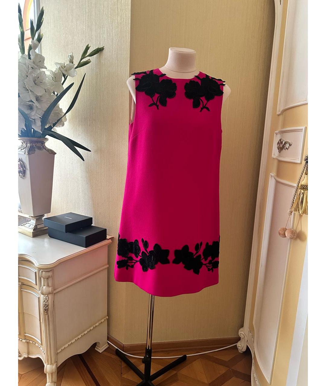 DOLCE&GABBANA Фуксия шерстяное коктейльное платье, фото 4