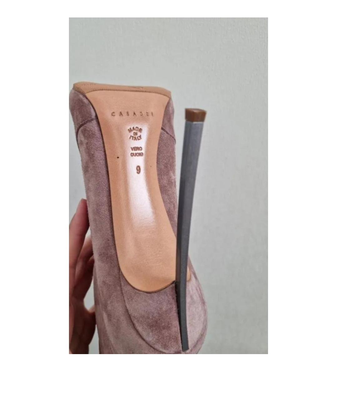 CASADEI Бежевые замшевые ботфорты, фото 2