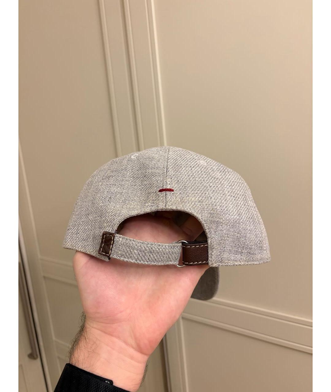 BRUNELLO CUCINELLI Серая льняная кепка/бейсболка, фото 4