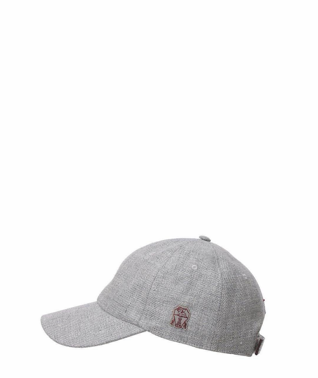 BRUNELLO CUCINELLI Серая льняная кепка/бейсболка, фото 1