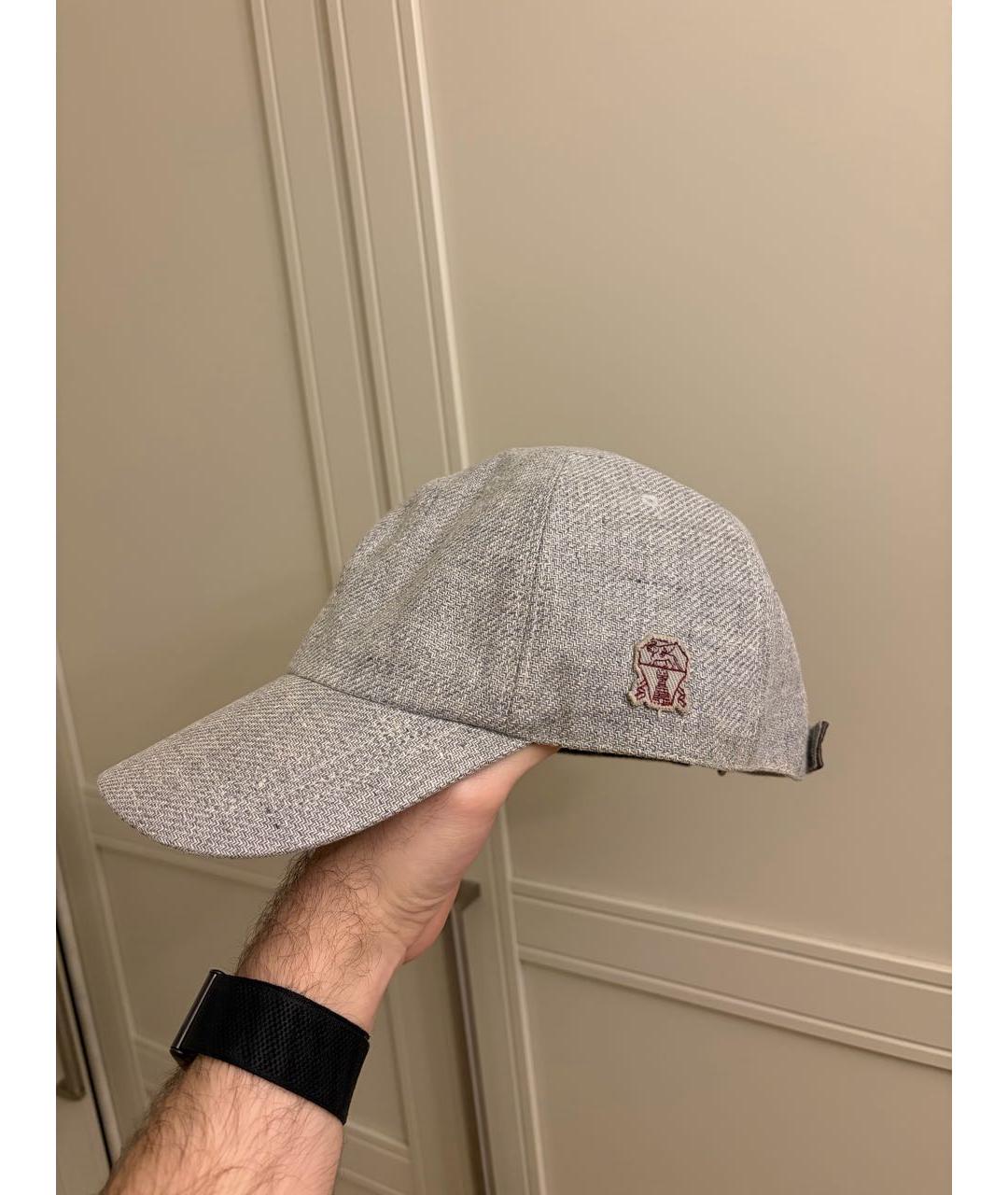 BRUNELLO CUCINELLI Серая льняная кепка/бейсболка, фото 3