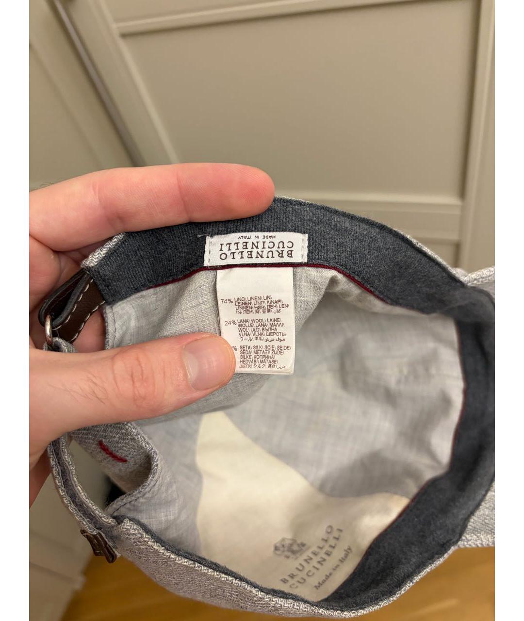 BRUNELLO CUCINELLI Серая льняная кепка/бейсболка, фото 6