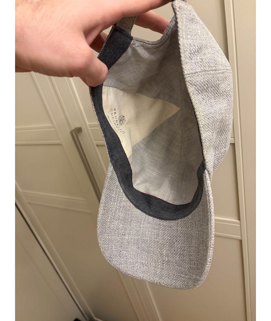 BRUNELLO CUCINELLI Серая льняная кепка/бейсболка, фото 8