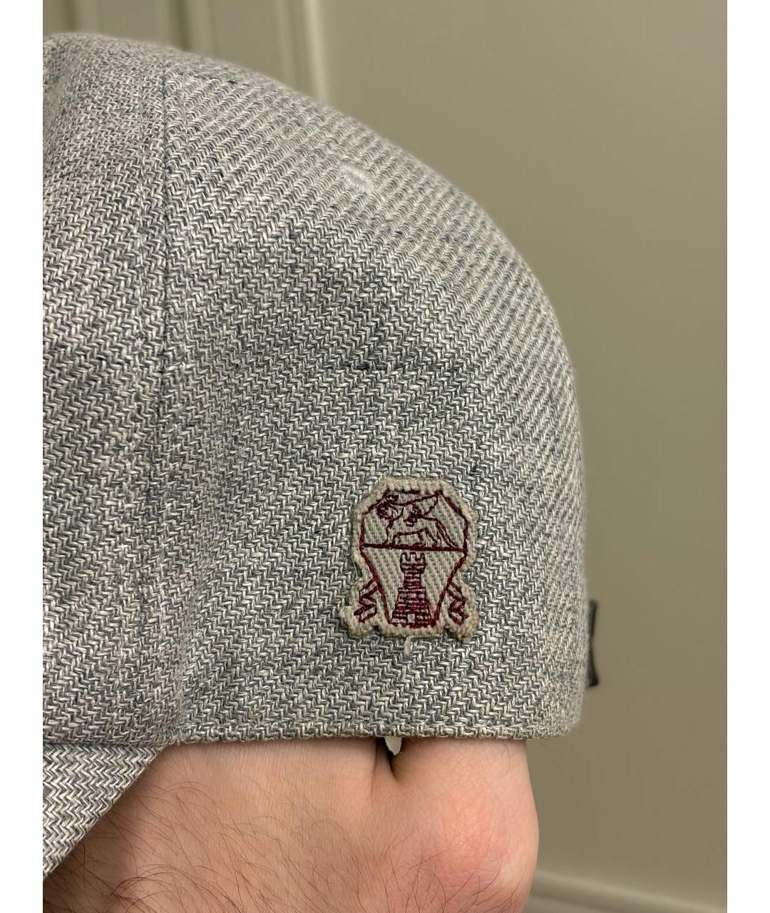 BRUNELLO CUCINELLI Серая льняная кепка/бейсболка, фото 5