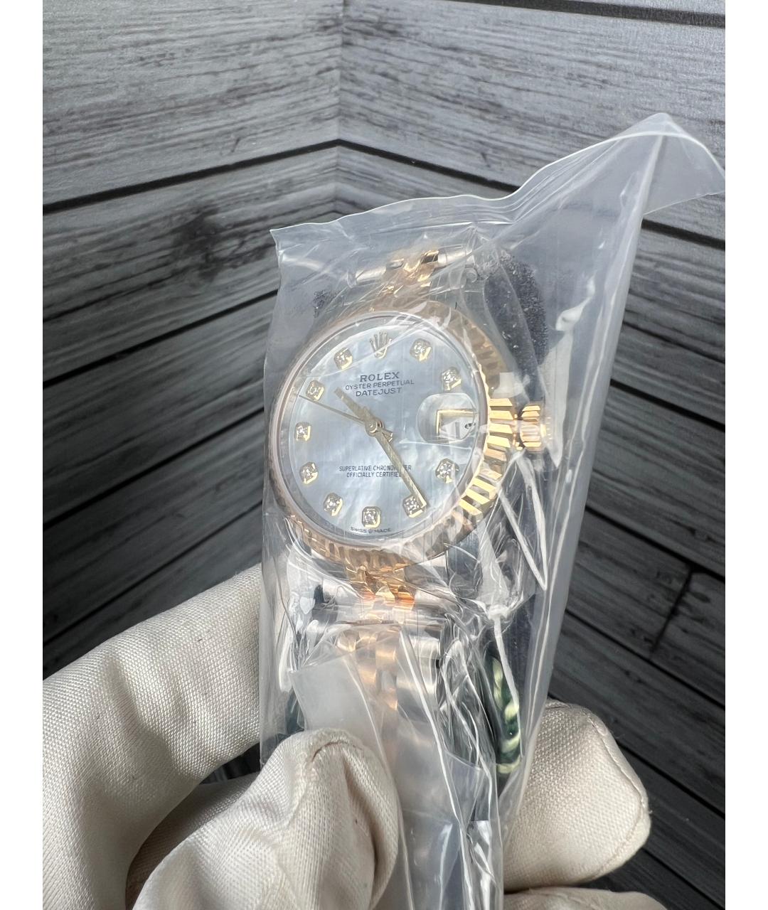 ROLEX Белые часы из желтого золота, фото 2