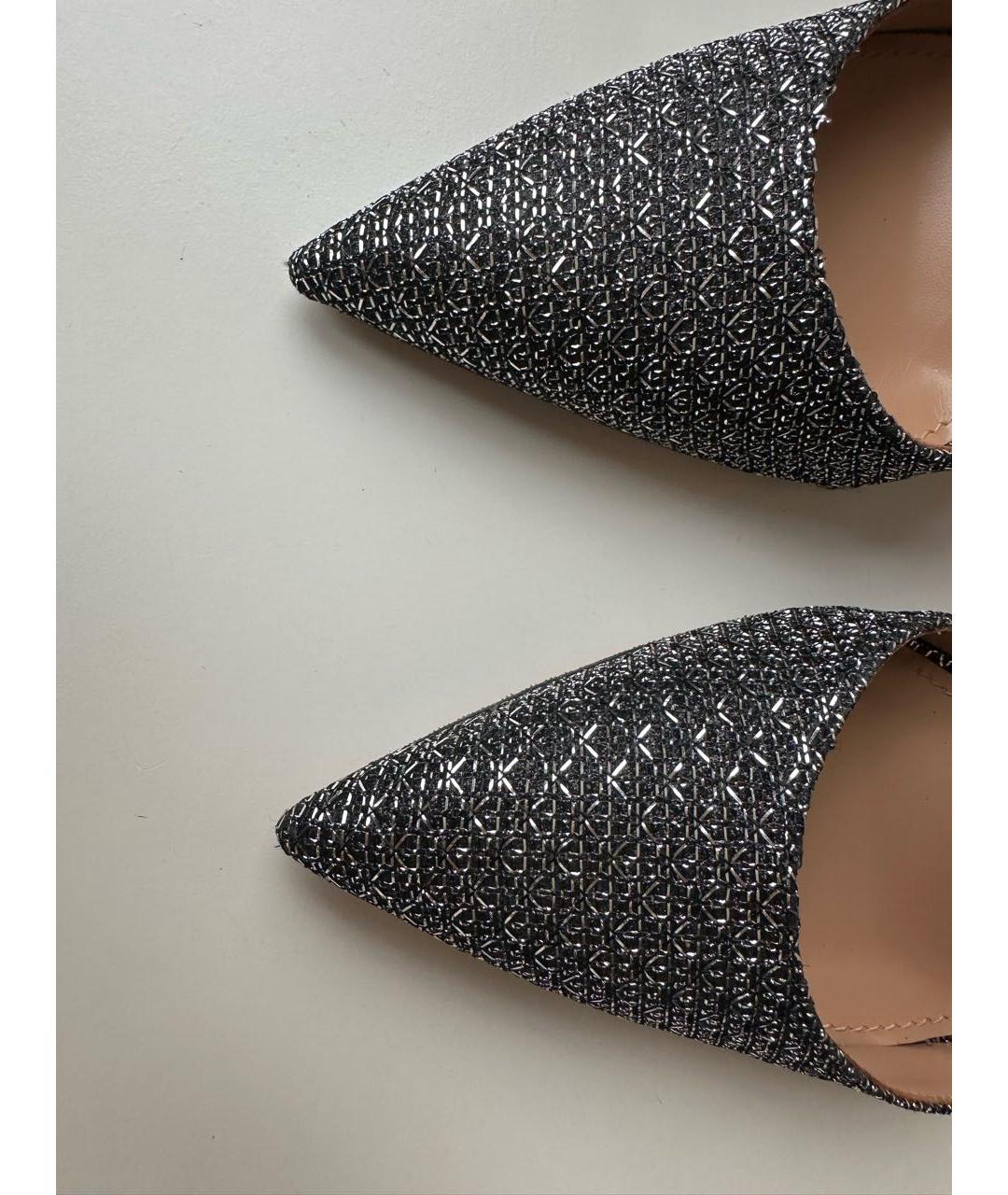 AQUAZZURA Серебряные текстильные туфли, фото 6