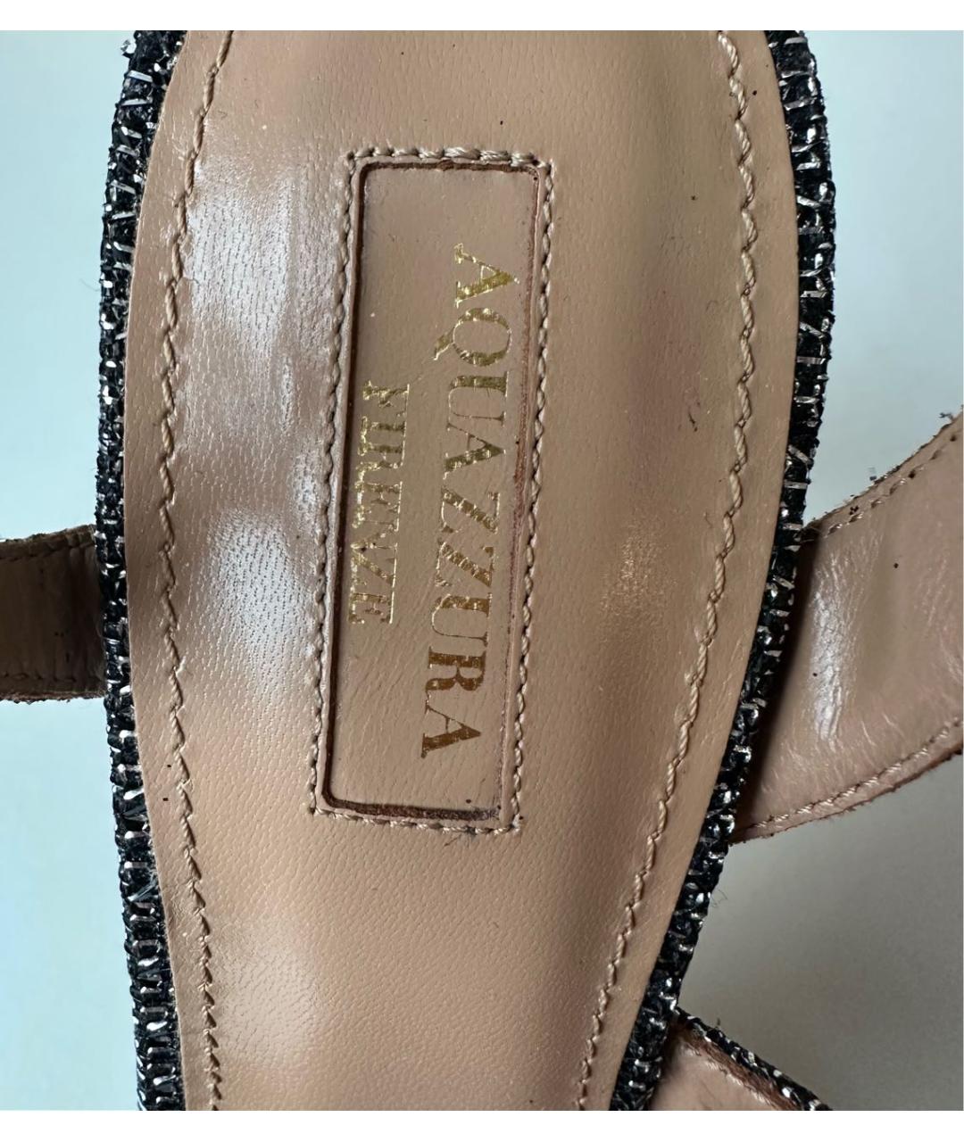 AQUAZZURA Серебряные текстильные туфли, фото 7