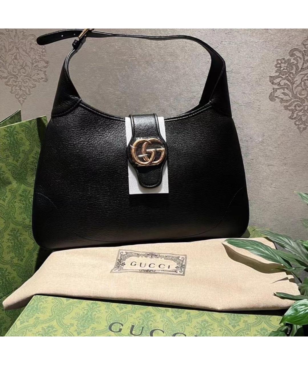 GUCCI Черная кожаная сумка с короткими ручками, фото 2