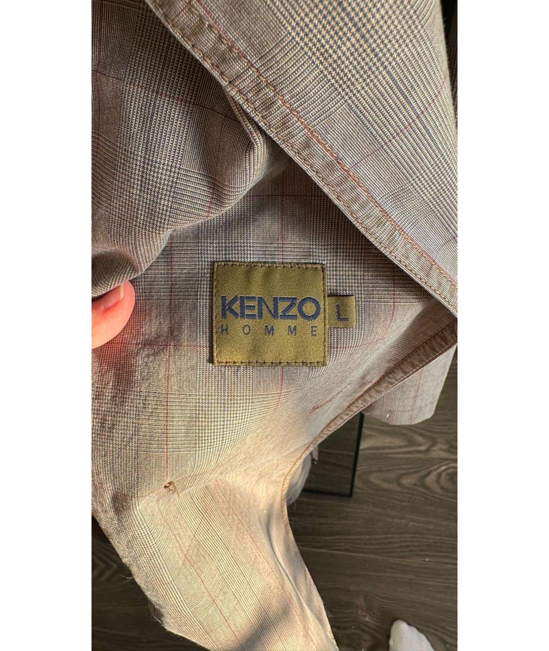 KENZO Коричневый хлопковый тренч / плащ, фото 6