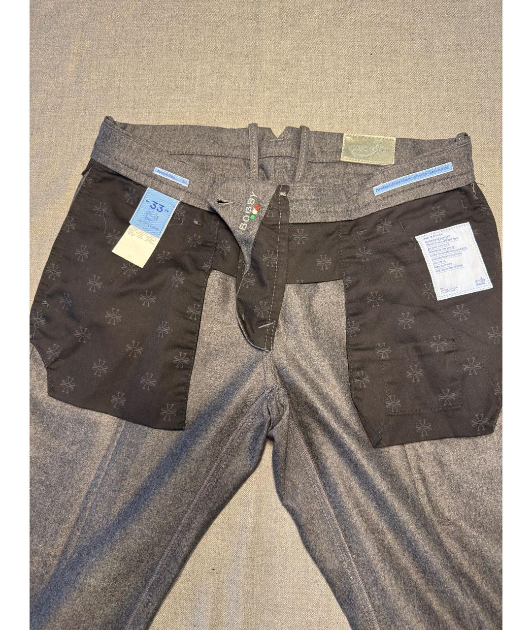 JACOB COHEN Серые шерстяные повседневные брюки, фото 3