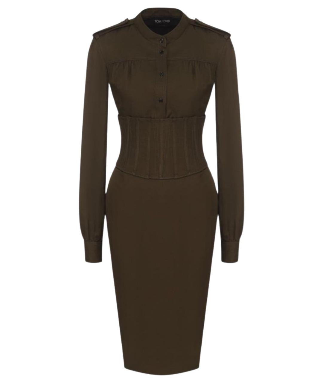 TOM FORD Хаки вискозное повседневное платье, фото 1