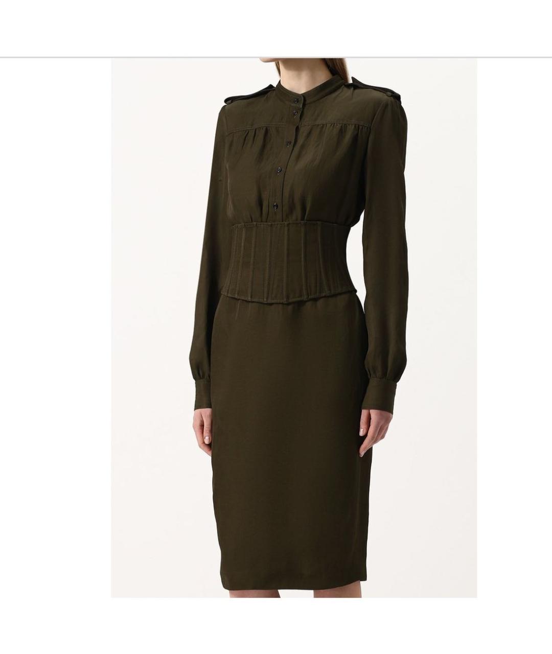 TOM FORD Хаки вискозное повседневное платье, фото 2