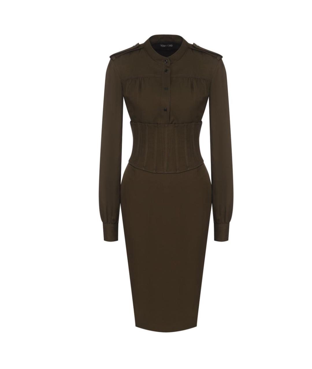 TOM FORD Хаки вискозное повседневное платье, фото 7