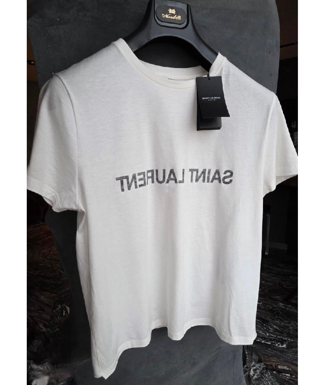 SAINT LAURENT Белая хлопковая футболка, фото 3