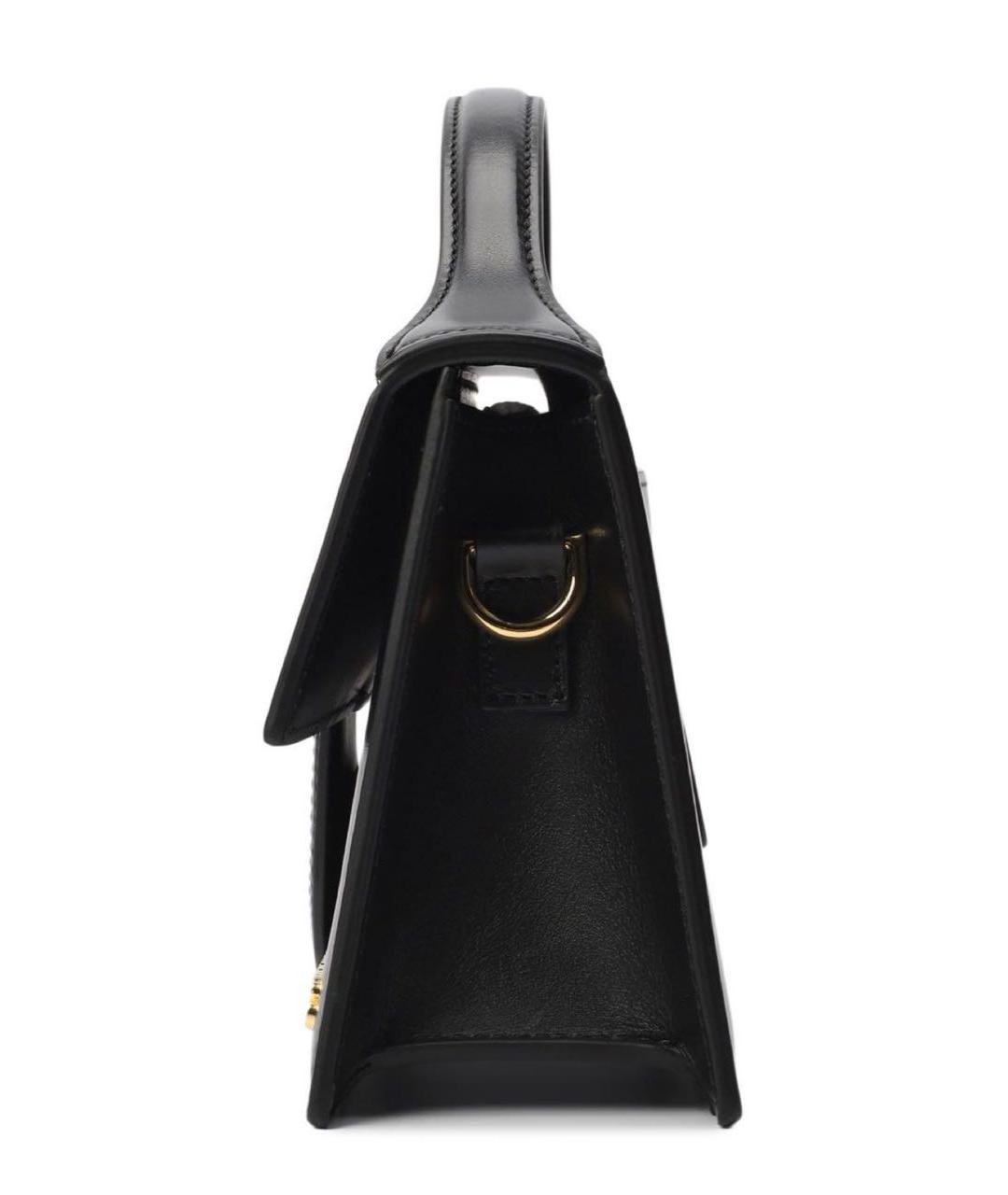 JACQUEMUS Черная кожаная сумка с короткими ручками, фото 3