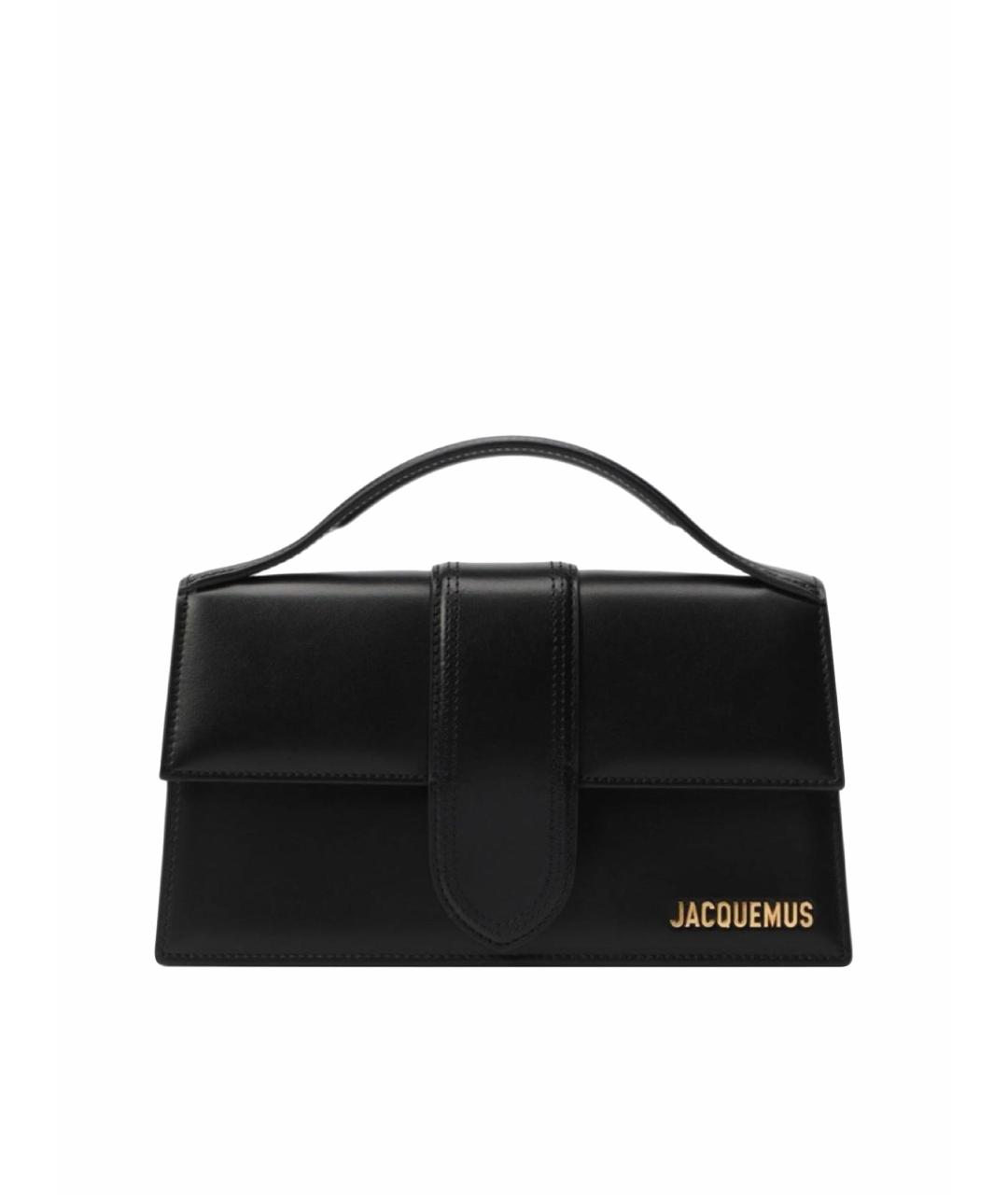 JACQUEMUS Черная кожаная сумка с короткими ручками, фото 1