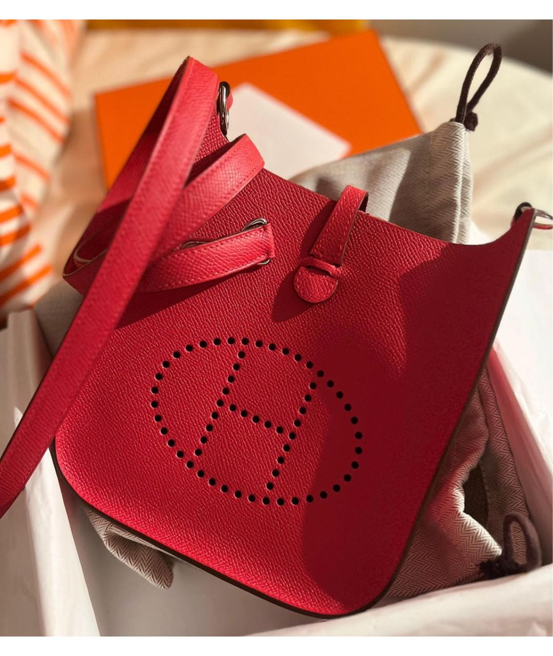 HERMES Красная кожаная сумка через плечо, фото 3