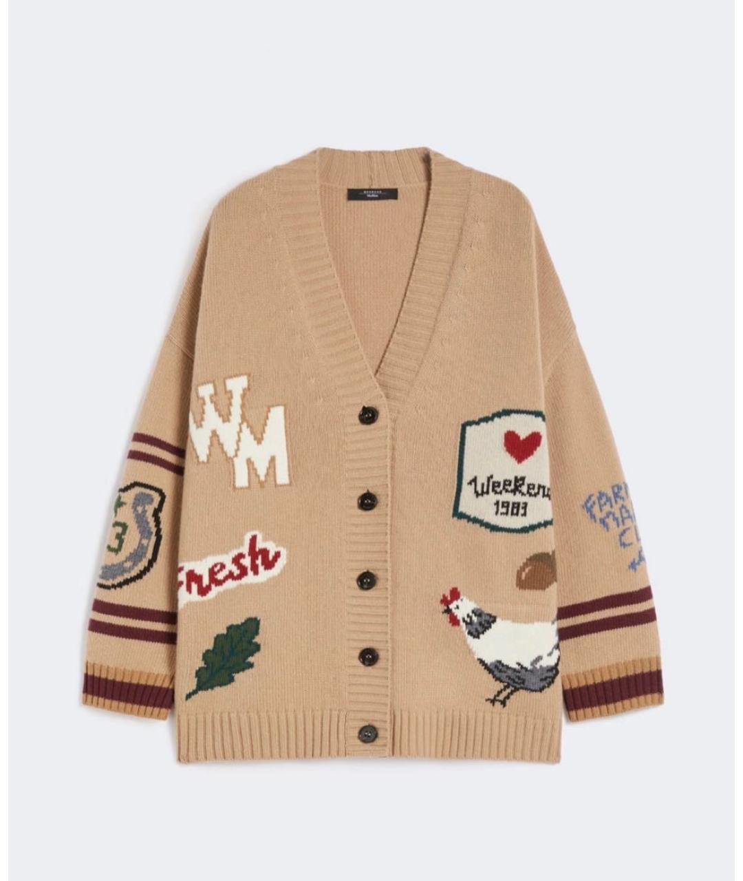 WEEKEND MAX MARA Бежевый шерстяной кардиган, фото 6