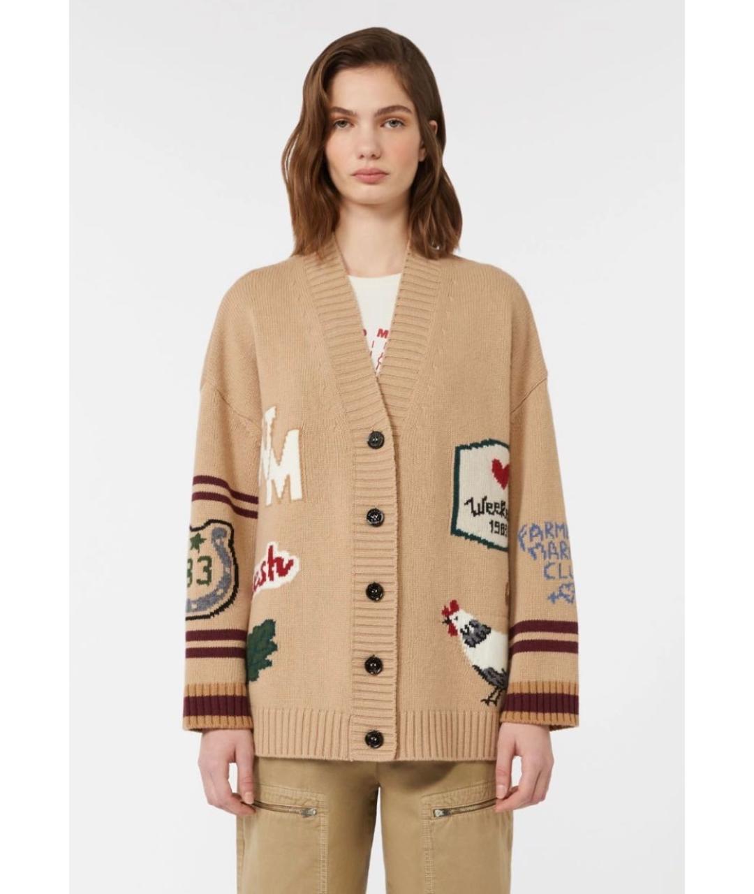 WEEKEND MAX MARA Бежевый шерстяной кардиган, фото 2