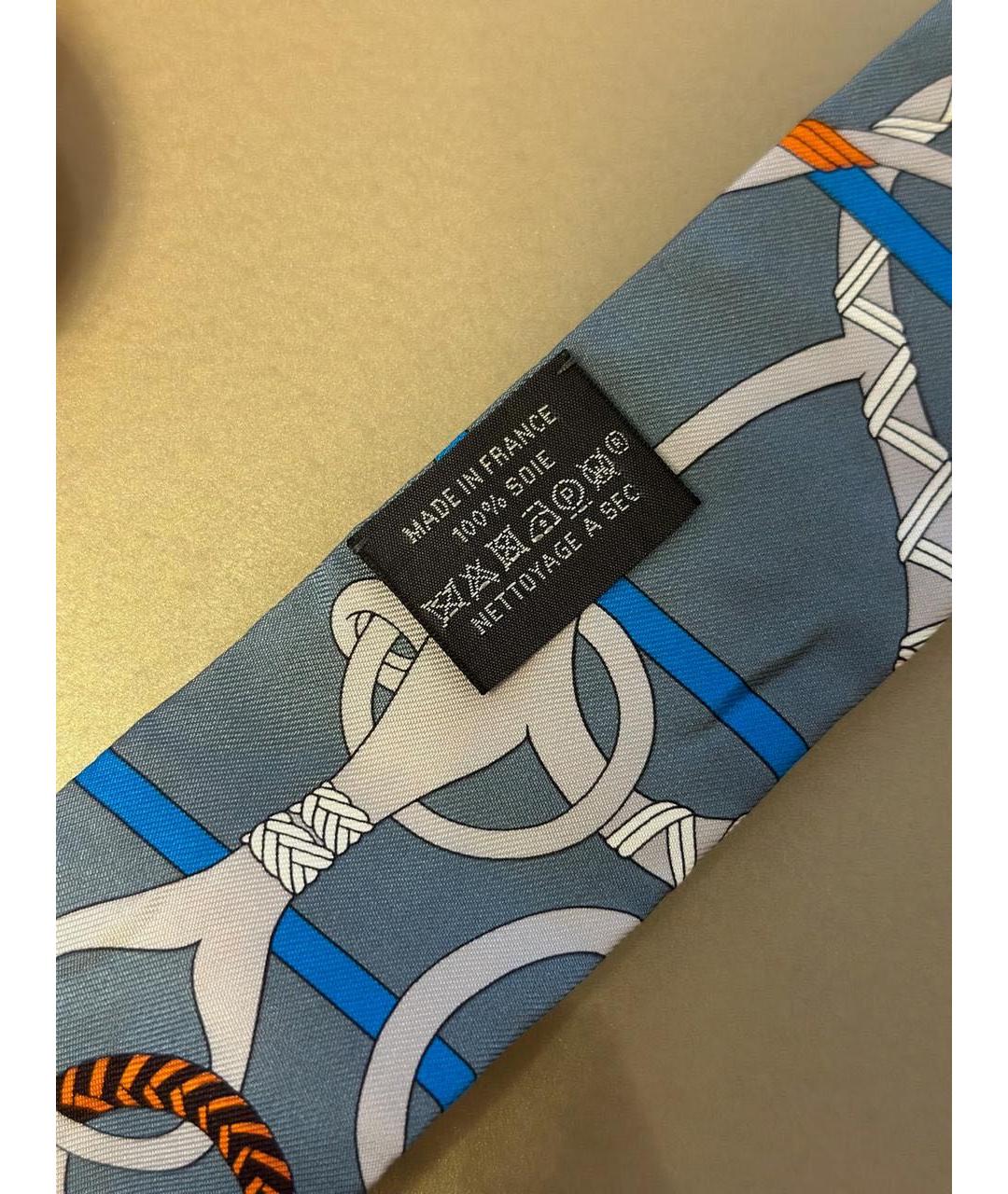 HERMES Серый шелковый платок, фото 4