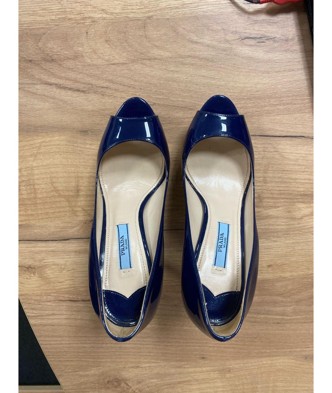 PRADA Синие кожаные туфли, фото 4