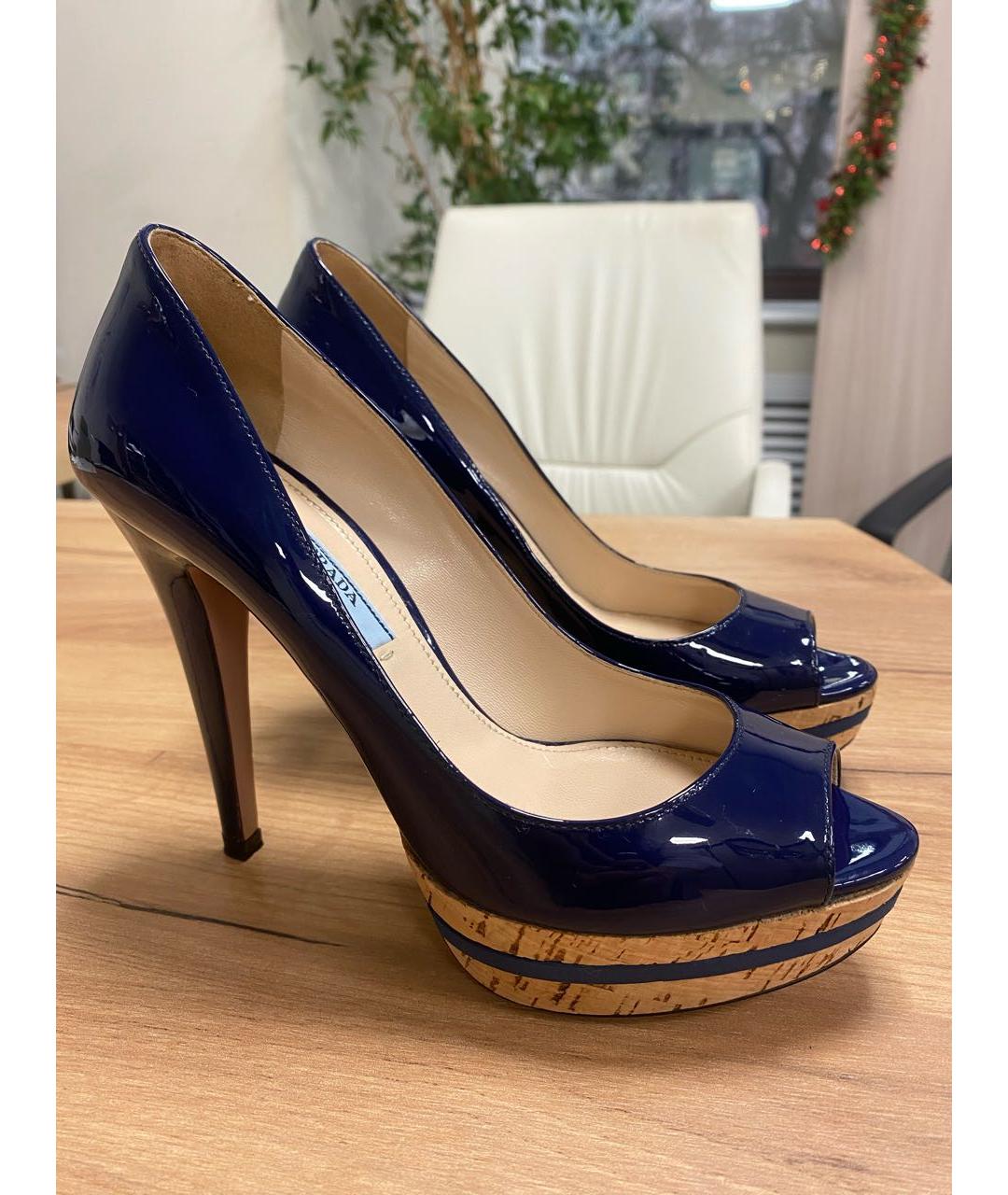 PRADA Синие кожаные туфли, фото 2