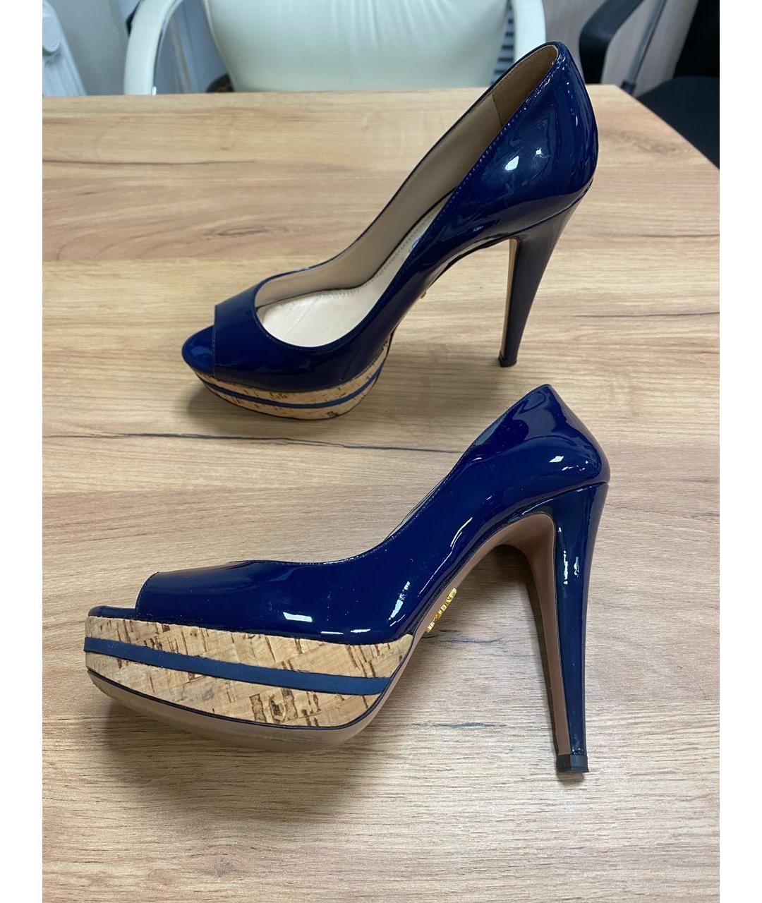 PRADA Синие кожаные туфли, фото 8