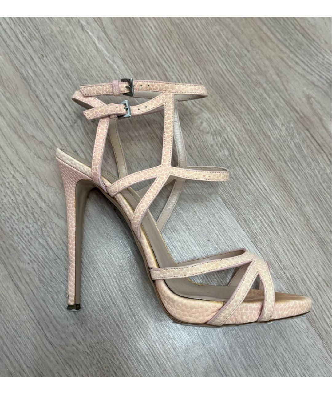 ERMANNO SCERVINO Розовые кожаные босоножки, фото 6