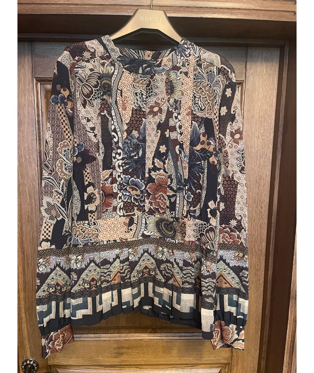 ETRO Коричневая шелковая блузы, фото 9