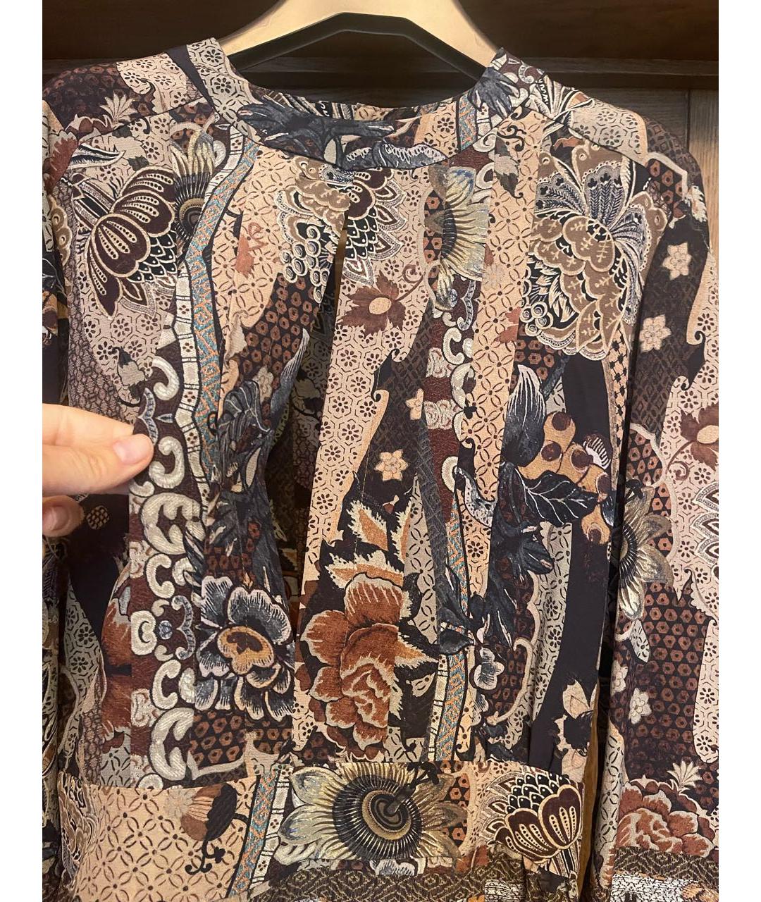 ETRO Коричневая шелковая блузы, фото 5